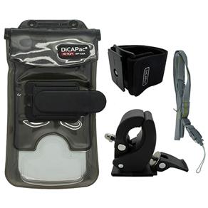 Kit Capa Aquática para Celulares e Smartphones com Tela de Até 5.7" Dicapac Action Bike e Armband a Prova D'água - Preto