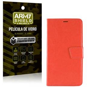 Kit Capa Carteira Vermelha + Película de Vidro Samsung On 7 - Armyshield