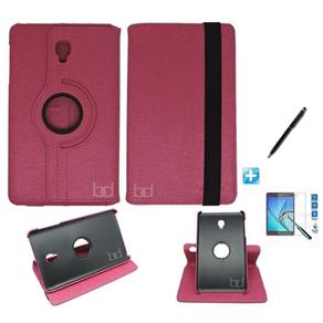 Kit Capa Case Galaxy Tab a 10.5´ T590 Giratória 360 / Can Touch + Pel Vidro (Rosa)