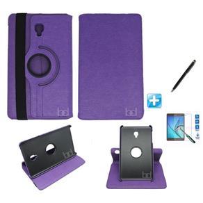 Kit Capa Case Galaxy Tab a 8.0´ 2017 - T385 Giratória 360 / Can Touch + Pel Vidro (Roxo)