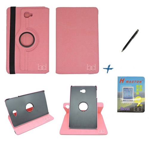 Kit Capa Case Galaxy Tab a Note - 10.1´ T580 / T585 Giratória / Caneta Touch + Película de Vidro (Rosa)