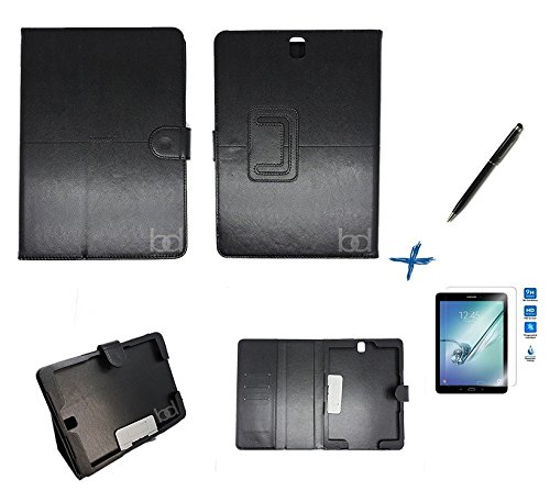 Kit Capa Case Galaxy Tab S3 - T820/T825 Carteira/Caneta Touch + Película de Vidro (Preto)