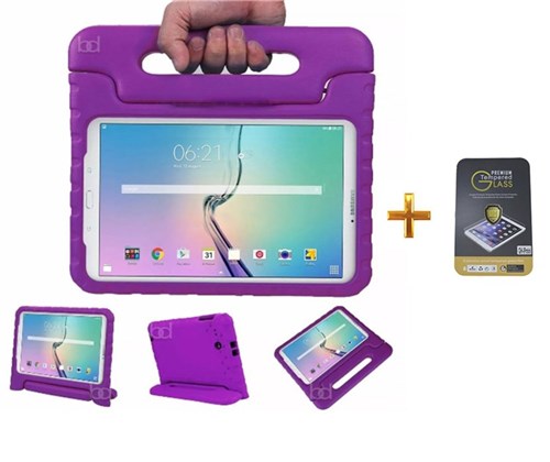 Kit Capa Case Protetor Infantil Anti-Choque/Impacto Galaxy Tab a P550/P555/P580 9,7' + Película de Vidro Bd Net (Roxo)