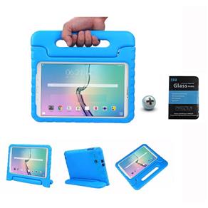 Kit Capa Case Protetor Infantil Anti-Choque/Impacto Galaxy Tab e T560/T561 9,6" + Película de Vidro (Azul)