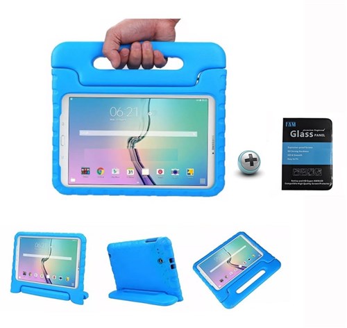 Kit Capa Case Protetor Infantil Anti-Choque/Impacto Galaxy Tab e T560/T561 9,6' + Película de Vidro (Azul)
