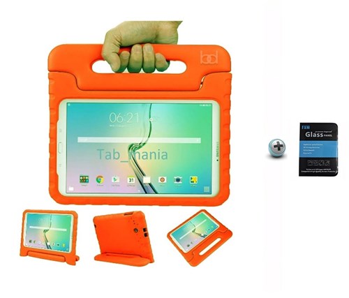Kit Capa Case Protetor Infantil Anti-Choque/Impacto Galaxy Tab e T560/T561 9,6' + Película de Vidro (Laranja)
