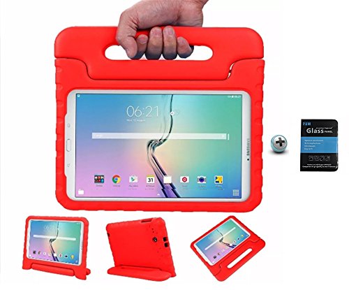 Kit Capa Case Protetor Infantil Anti-Choque/Impacto Galaxy Tab e T560/T561 9,6 + Película de Vidro (Vermelho)