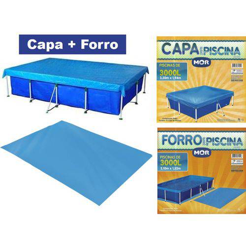 Kit Capa + Forro para Piscina 3000 Litros Retangular - Mor