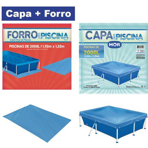 Kit Capa + Forro para Piscina 2000 Litros Retangular - Mor