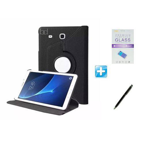 Kit Capa Galaxy Tab a 7.0 T280/T285 Giratória 360 / Caneta Touch + Pel Vidro (Preto)