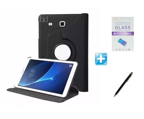 Kit Capa Galaxy Tab a 7.0 T280/T285 Giratória 360 / Caneta Touch + Pel Vidro (Preto)