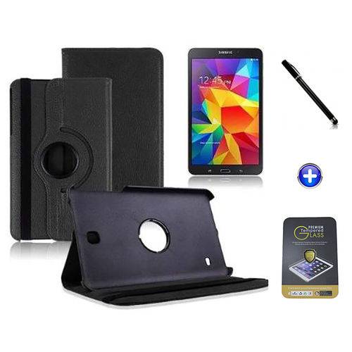 Tudo sobre 'Kit Capa para Galaxy Tab a 8.0 P350/P355 Giratória 360 - BD NET + Pel de Vidro + CAN Touch (Preto)'