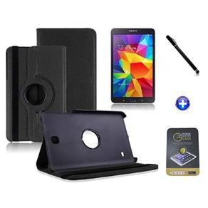 Kit Capa para Galaxy Tab a 8.0 P350/P355 Giratória 360 + Película de Vidro + Caneta Touch (Preto)