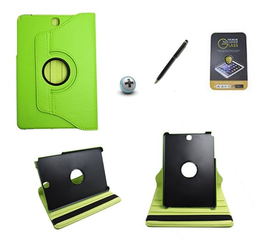 Kit Capa para Galaxy Tab a 8.0 P350/P355 Giratória 360 + Película de Vidro + Caneta Touch (Verde)