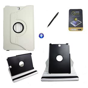 Kit Capa para Galaxy Tab a 8.0 P350/P355 Giratória 360 + Película de Vidro + Caneta Touch (Branco)