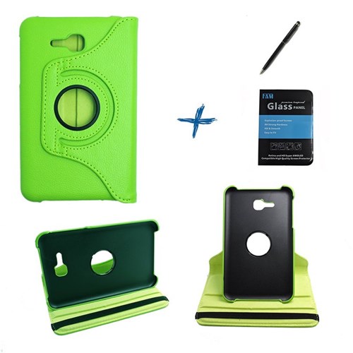 Kit Capa para Galaxy Tab e 7' T113/T115 Giratória 360 + Película de Vidro + Caneta Touch (Verde)
