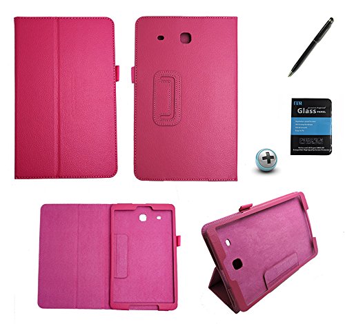 Kit Capa para Galaxy Tab e 9.6 T560/T561 Carteira + Película de Vidro + Caneta Touch (Pink)