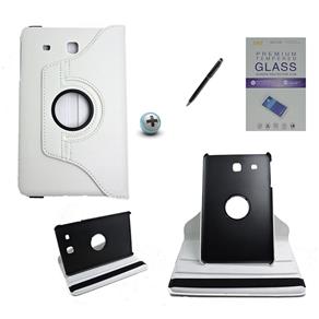 Kit Capa para Galaxy Tab e 9.6 T560/T561 Giratória 360 + Película de Vidro + Caneta Touch (Branco)