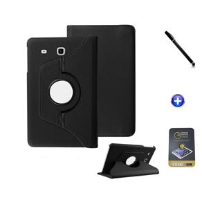 Kit Capa para Galaxy Tab e 9.6 T560/T561 Giratória 360 + Película de Vidro + Caneta Touch (Preto)