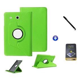 Kit Capa para Galaxy Tab e 9.6 T560/T561 Giratória 360 + Película de Vidro + Caneta Touch (Verde)