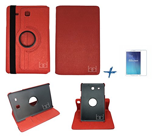 Kit Capa para Galaxy Tab e 9.6 T560/T561 Giratória 360 + Película de Vidro + Caneta Touch (Vermelho)