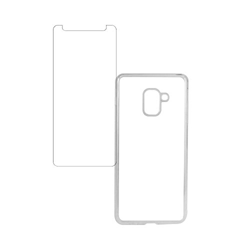 Kit Capa (+Película de Vidro) para Galaxy A8 (2018) em TPU - Husky - Transparente