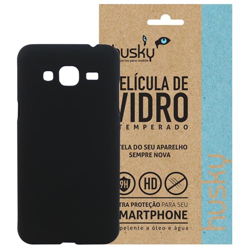 Kit Capa (+Película Vidro) Para Samsung Galaxy J3 (2016) Em Policarbonato Fosco - Husky