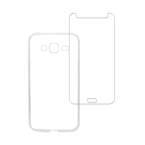 Kit Capa (+Película Vidro) para Samsung Galaxy J5 / Duos J500 em Silicone Tpu - Transparente