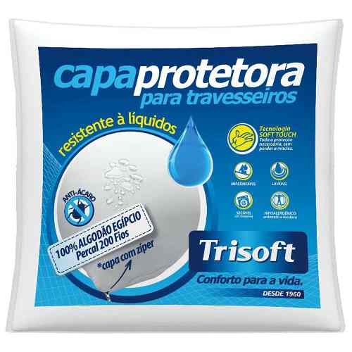 Kit Capa Protetora de Travesseiro Impermeável em Percal Egípcio 200 Fios - 6 Peças - Trisoft