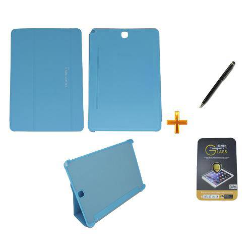 Kit Capa Smart Book Galaxy Tab a - 9.7´ P550/P555 + Película de Vidro + Caneta Touch (Azul)