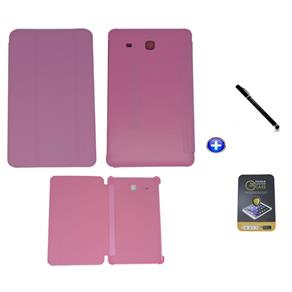 Kit Capa Smart Book Galaxy Tab e - 9.6´ T560/T561 + Película de Vidro + Caneta Touch (Rosa)