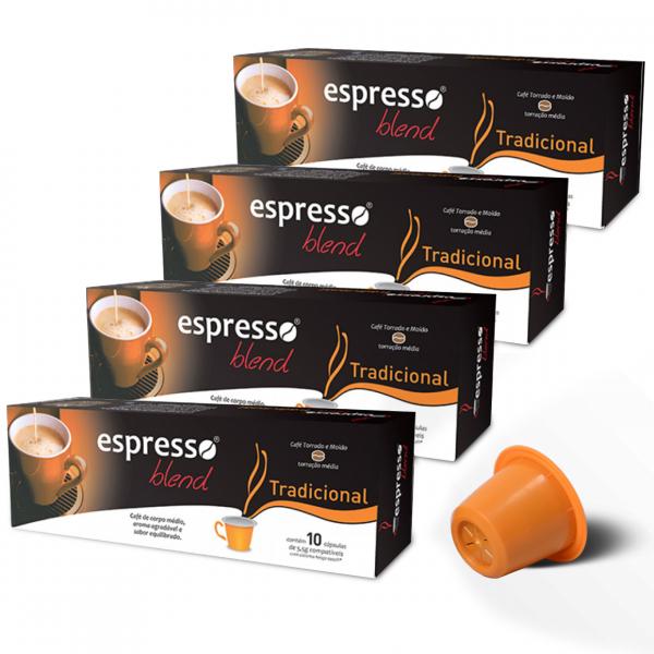 Kit Cápsulas de Café Espresso Blend Tradicional - Compatíveis com Nespresso - 40 Un.