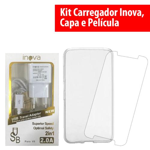 Kit Carga - Capa, Pelicula e Carregador para Galaxy J1 J120 (2016)