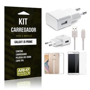 Kit Carregador Samsung J5 Prime Película de Vidro + Carregador + Capa TPU -ArmyShield