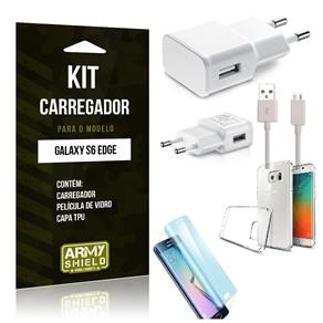 Kit Carregador Samsung S6 Edge Película de Vidro + Carregador + Capa TPU -ArmyShield