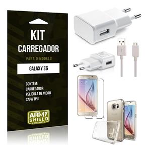 Kit Carregador Samsung S6 Película de Vidro + Carregador + Capa TPU -ArmyShield