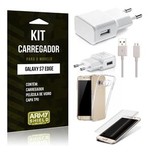 Kit Carregador Samsung S7 Edge Película de Vidro + Carregador + Capa TPU -ArmyShield