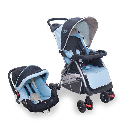 Kit Carrinho e Bebê Conforto Smart Baby Style Azul
