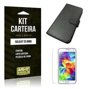 Kit Carteira Samsung S5 Mini Película de Vidro + Capa Carteira -ArmyShield