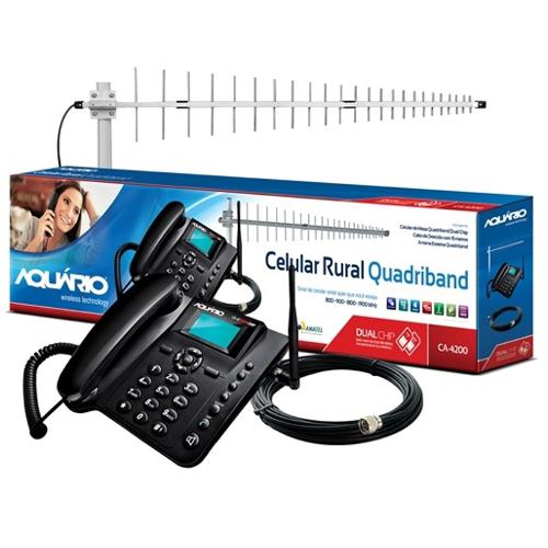 Tudo sobre 'Kit Celular Rural Aquario Ca-4200 Dual Chip Quadriband'