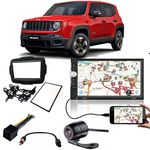 Kit Central Multimídia MP5 Voolt Bluetooth/USB/Touch/SD/Auxiliar C/ Câmera de Ré + Moldura e Chicotes Jeep Renegade PCD 2018 em Diante