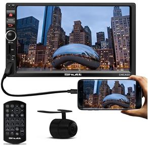 Kit Central Multimídia Shutt Chicago 2 Din 7" Bluetooth USB Android IOS + Câmera Ré Colorida 2 em 1