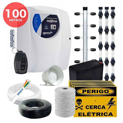 Kit Cerca Elétrica Industrial Genno Shock Premium para 100 Metros