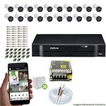 Kit Cftv 20 Câmeras Vhd 3130b 720p 3,6mm Dvr Intelbras Mhdx 1032 + Acessórios