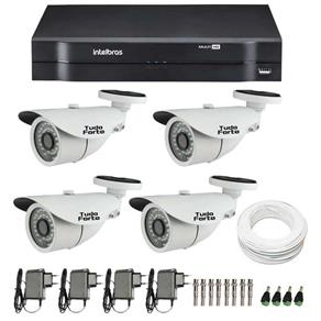Kit CFTV 04 Câmeras Infra HD 720p JL Protec 30Mts + DVR Intelbras Multi HD + Acessórios