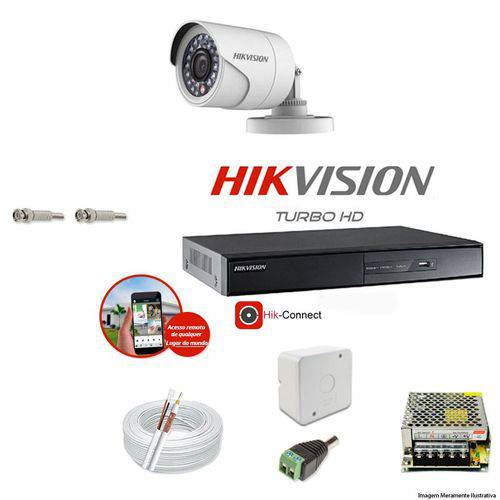 Kit Cftv 1 Câmera Hikvision Dvr 04 Canais Ds-7204 Acessórios