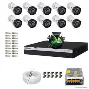 Kit Cftv 10 Câmeras VHD 1220B 1080P 3,6mm DVR Intelbras MHDX 3016 + ACESSORIOS