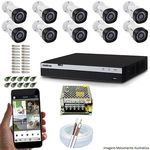 Kit Cftv 10 Câmeras Vhd 1220b 1080p 3,6mm Dvr Intelbras Mhdx 3016 + Acessorios