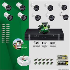 Kit CFTV 10 Câmeras VHD 3120B 720P 2,6mm DVR Intelbras MHDX 1016 + ACESSORIOS