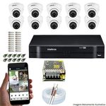 Kit Cftv 10 Câmeras Vhd 3120d 720p 2,8mm Dvr Intelbras Mhdx 1016 + Acessorios